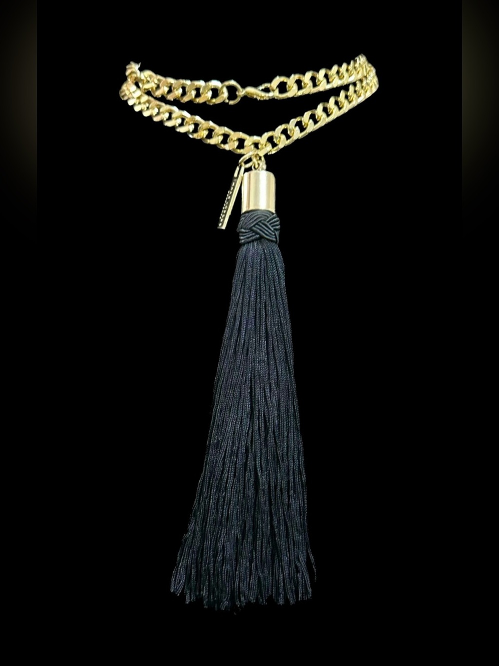 Marc Jacobs Gold Chain Necklace with Black Tassel
